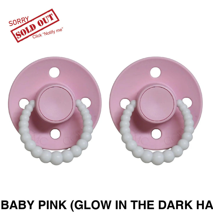 Size 2 Cmc Bubble Dummies - Twin Pack Air Filled Teat Baby Pink (Glow In The Dark Handle)
