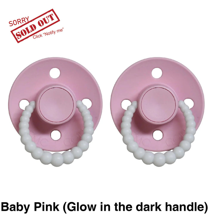 Size 2 Cmc Bubble Dummies - Twin Pack Air Filled Teat Baby Pink (Glow In The Dark Handle)