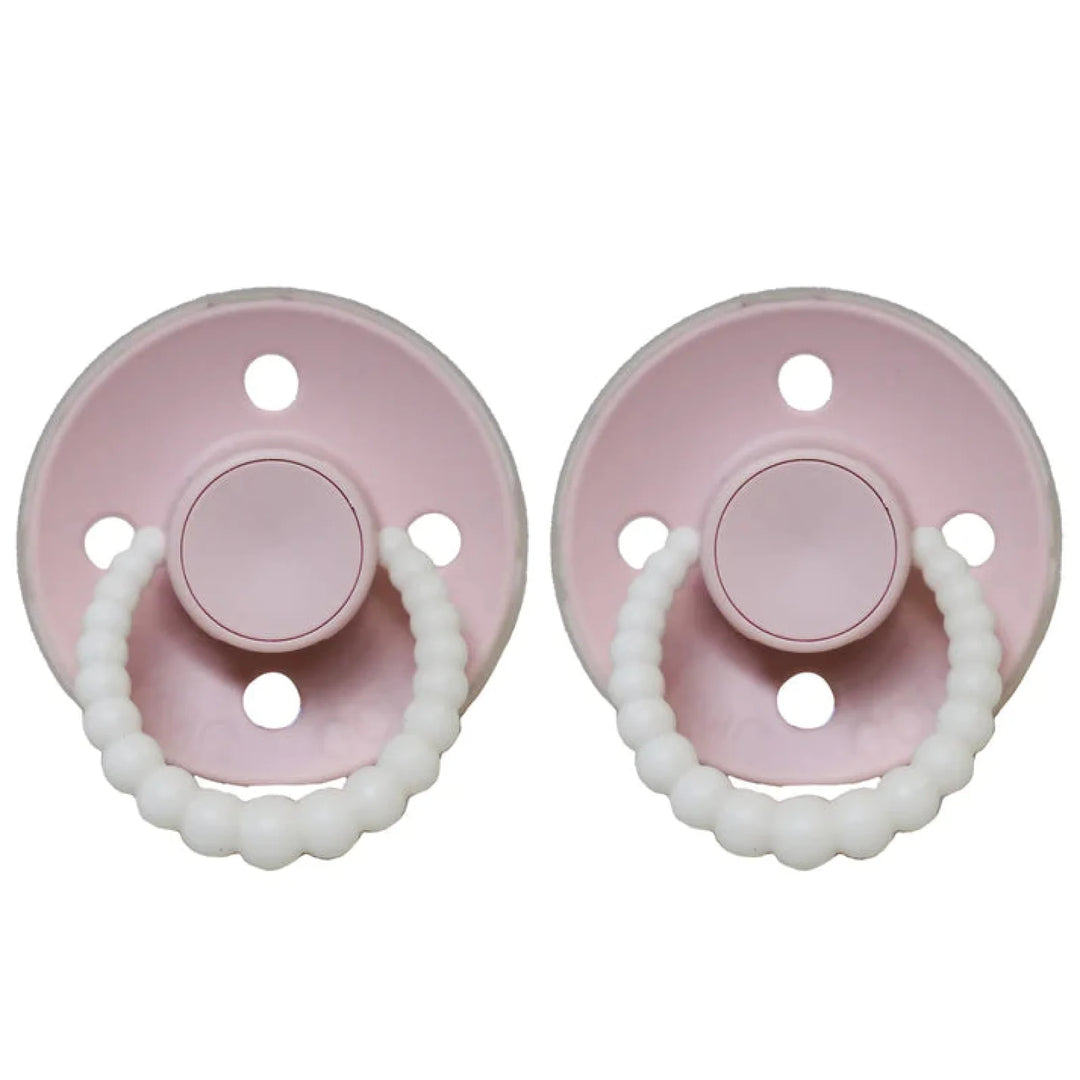 Size 2 Cmc Bubble Dummies - Twin Pack Air Filled Teat Blush (Glow In The Dark Handle)