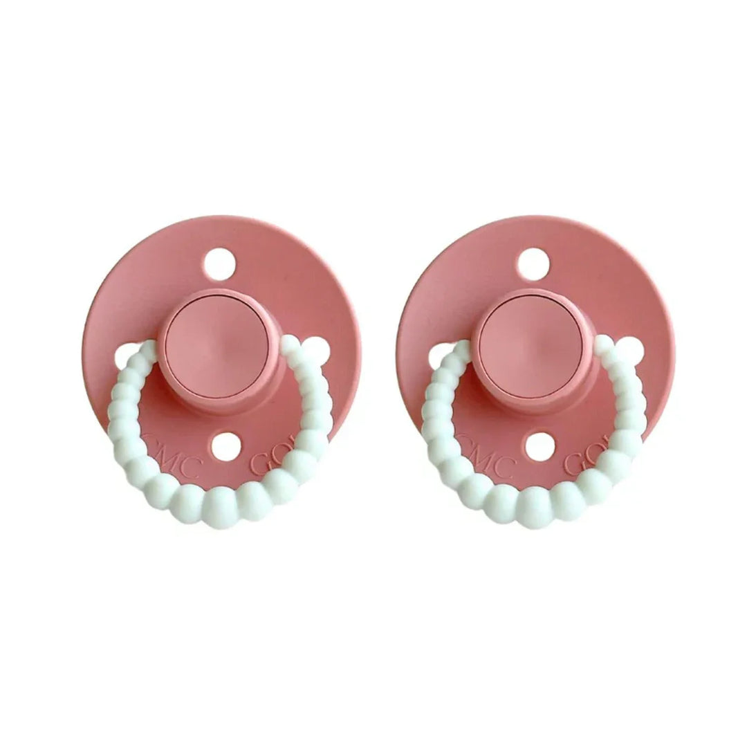 SIZE 2 CMC Bubble Dummies - Twin Pack - AIR FILLED TEAT Dusty Rose Glow in the Dark