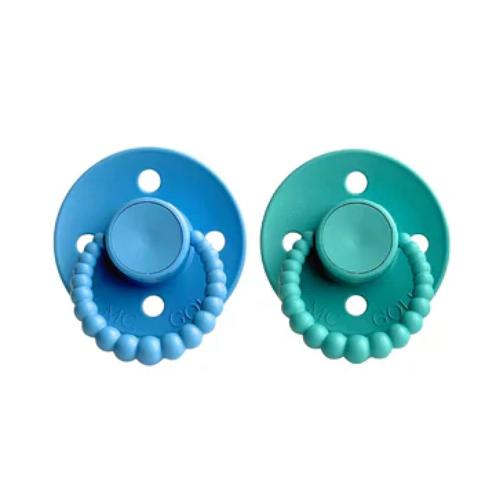 SIZE 2 CMC Bubble Dummies - Twin Pack - AIR FILLED TEAT Lagoon Blue + Seafoam