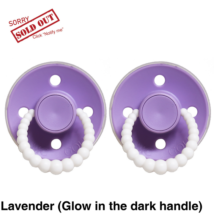 Cmc Bubble Dummies - Twin Pack Air Filled Teat- Size 1 Lavender (Glow In The Dark Handle)