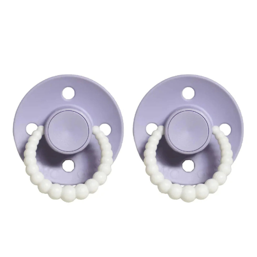 Size 2 Cmc Bubble Dummies - Twin Pack Air Filled Teat Misty Lilac (Glow In The Dark Handle)