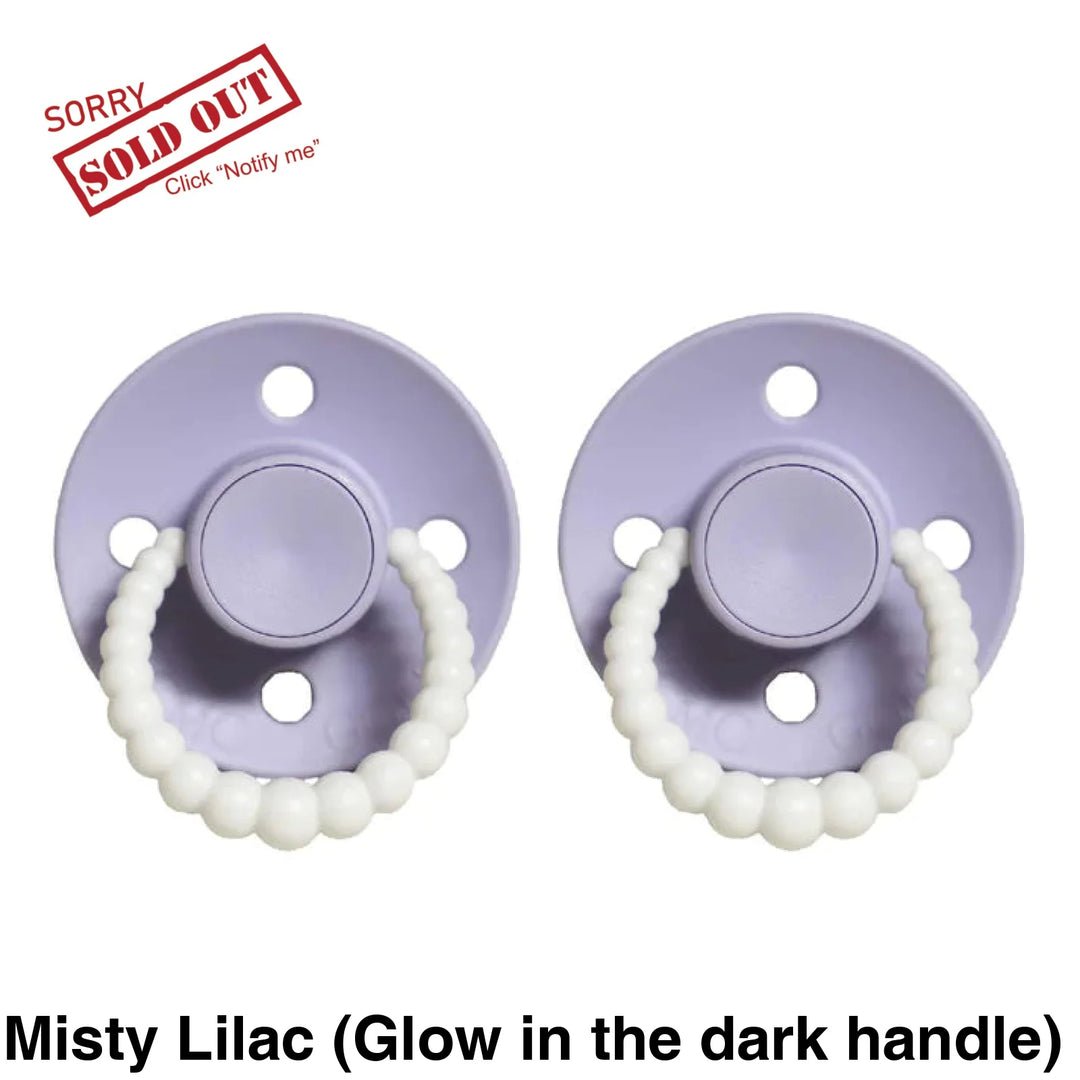 Size 2 Cmc Bubble Dummies - Twin Pack Air Filled Teat Misty Lilac (Glow In The Dark Handle)