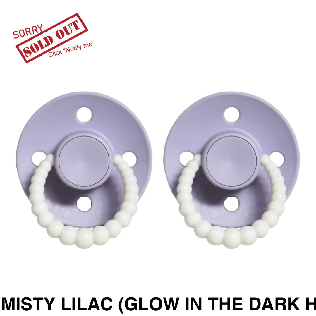 Size 2 Cmc Bubble Dummies - Twin Pack Air Filled Teat Misty Lilac (Glow In The Dark Handle)