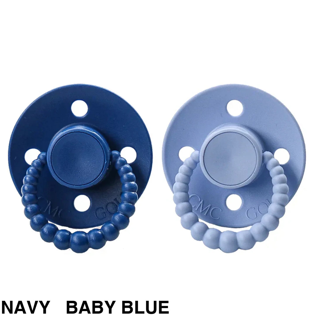 Size 2 Cmc Bubble Dummies - Twin Pack Air Filled Teat Navy + Baby Blue