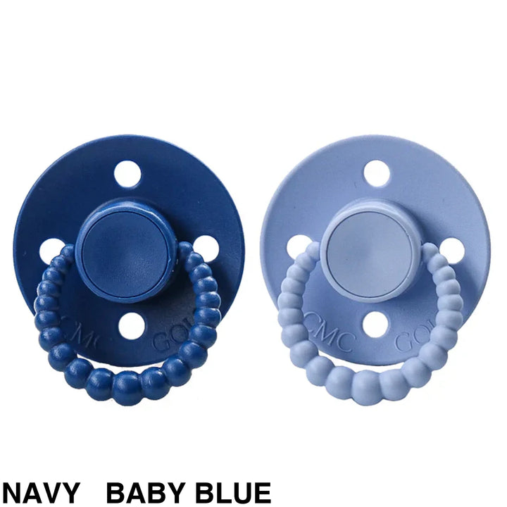 Size 2 Cmc Bubble Dummies - Twin Pack Air Filled Teat Navy + Baby Blue