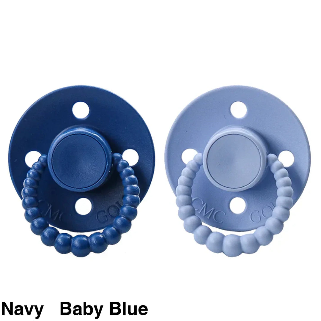 Size 2 Cmc Bubble Dummies - Twin Pack Air Filled Teat Navy + Baby Blue