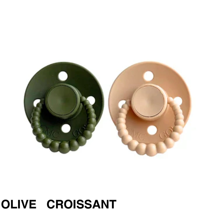 SIZE 2 CMC Bubble Dummies - Twin Pack - AIR FILLED TEAT Olive + Croissant