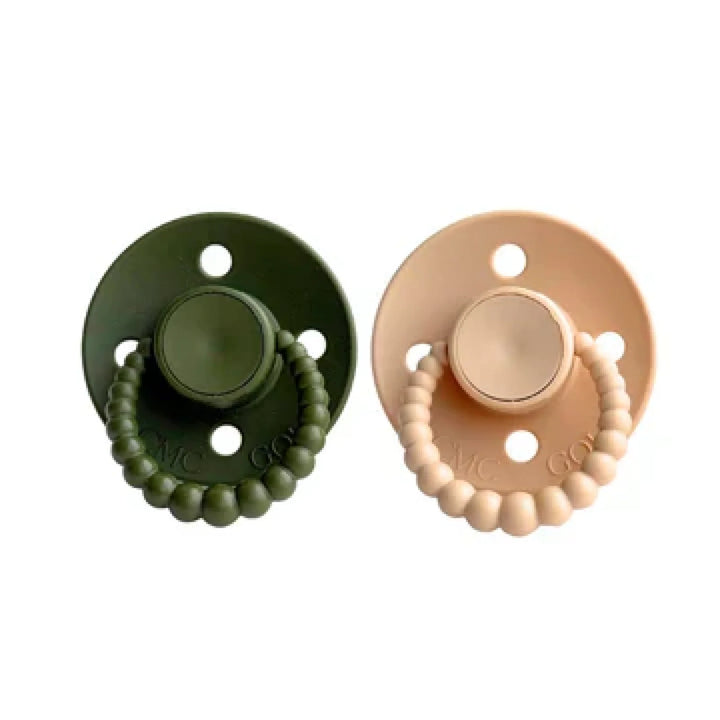 SIZE 2 CMC Bubble Dummies - Twin Pack - AIR FILLED TEAT Olive + Croissant