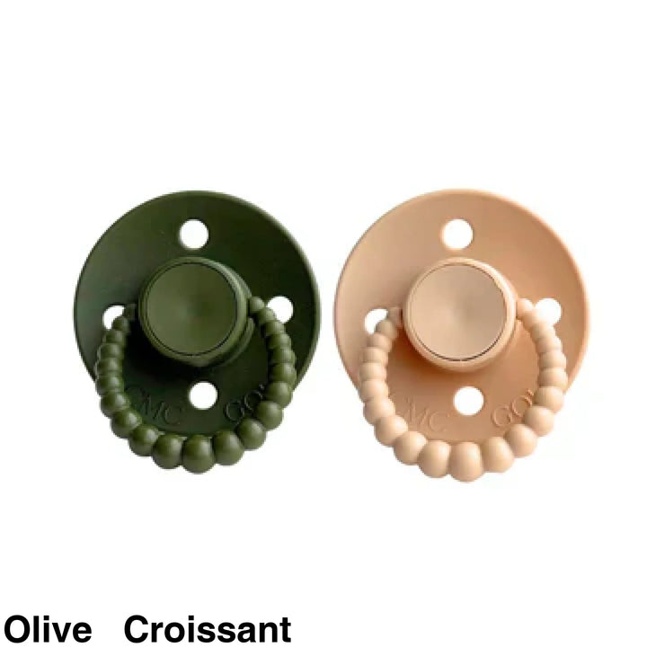 SIZE 2 CMC Bubble Dummies - Twin Pack - AIR FILLED TEAT Olive + Croissant