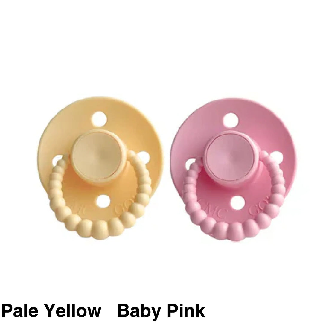 SIZE 2 CMC Bubble Dummies - Twin Pack - AIR FILLED TEAT Pale Yellow + Baby Pink