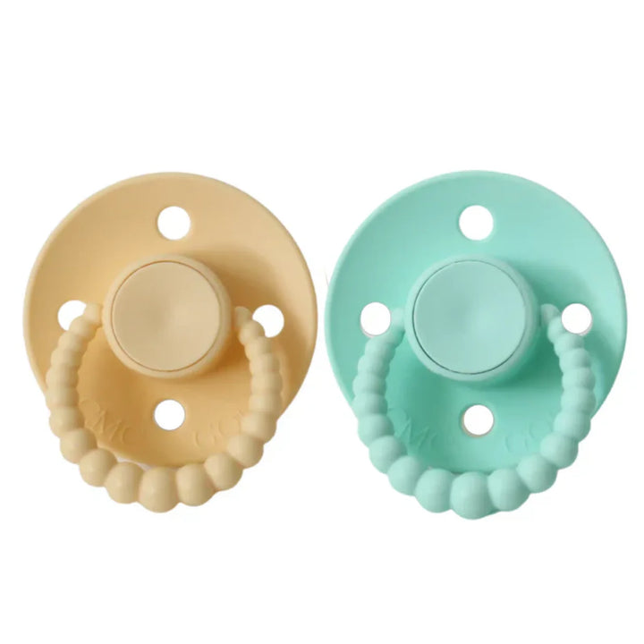 Size 2 Cmc Bubble Dummies - Twin Pack Air Filled Teat Pale Yellow + Mint