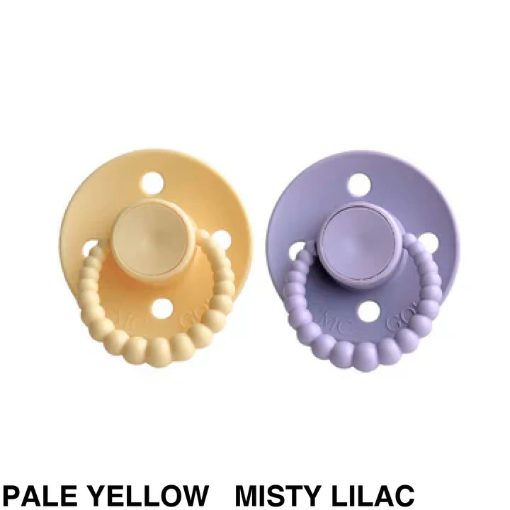 SIZE 2 CMC Bubble Dummies - Twin Pack - AIR FILLED TEAT Pale Yellow + Misty Lilac