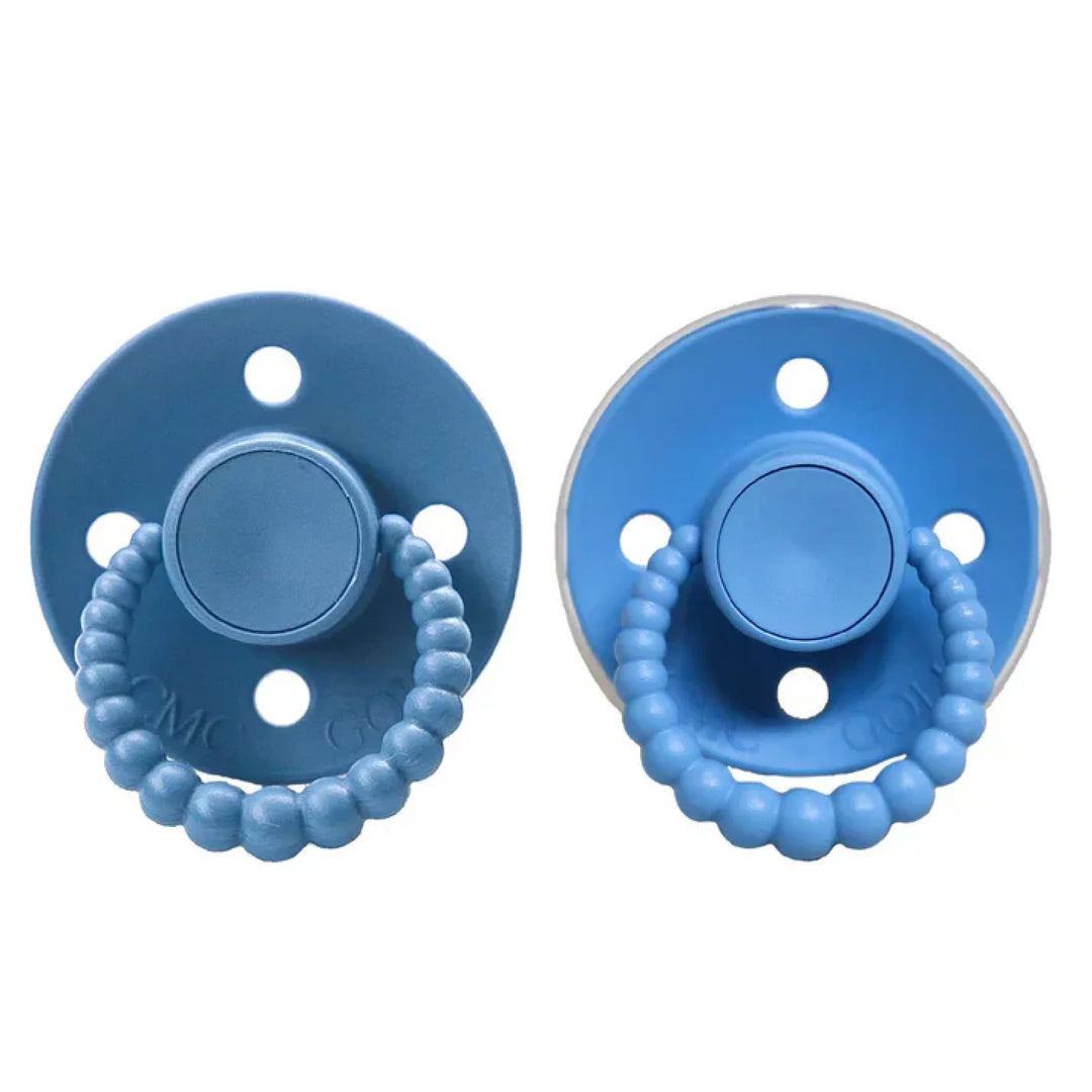 Size 2 Cmc Bubble Dummies - Twin Pack Air Filled Teat Petrol + Lagoon Blue
