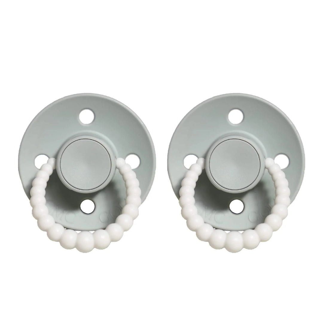 Size 2 Cmc Bubble Dummies - Twin Pack Air Filled Teat Sage (Glow In The Dark Handle)