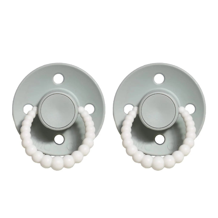 Size 2 Cmc Bubble Dummies - Twin Pack Air Filled Teat Sage (Glow In The Dark Handle)