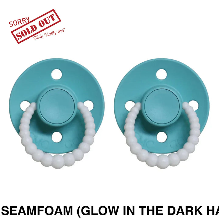 Size 2 Cmc Bubble Dummies - Twin Pack Air Filled Teat Seamfoam (Glow In The Dark Handle)