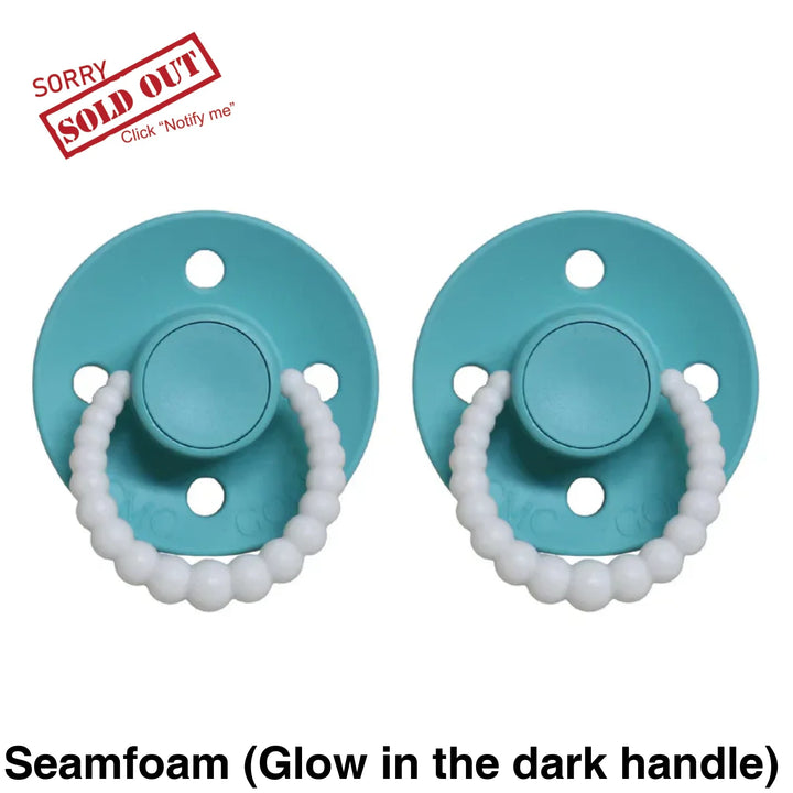 Size 2 Cmc Bubble Dummies - Twin Pack Air Filled Teat Seamfoam (Glow In The Dark Handle)