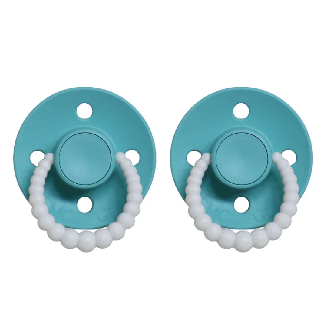 Size 2 Cmc Bubble Dummies - Twin Pack Air Filled Teat Seamfoam (Glow In The Dark Handle)