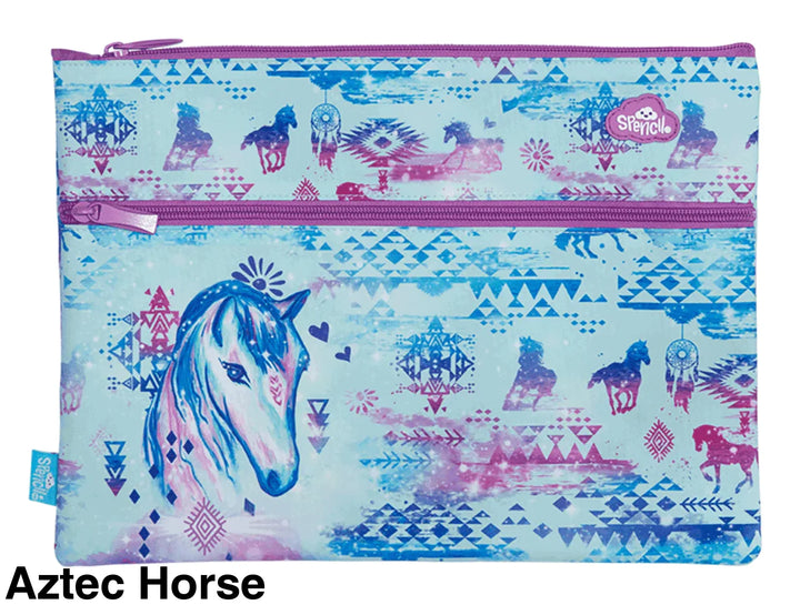 Spencil A4 Twin Zip Pencil Case Aztec Horse