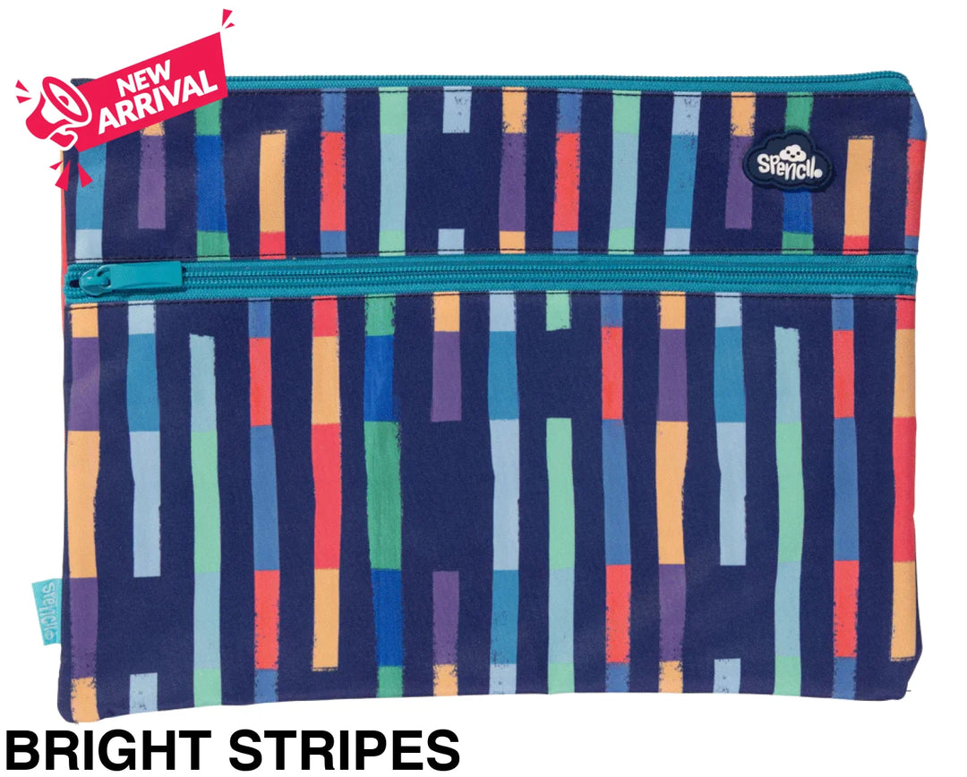 Spencil A4 Twin Zip Pencil Case Bright Stripes