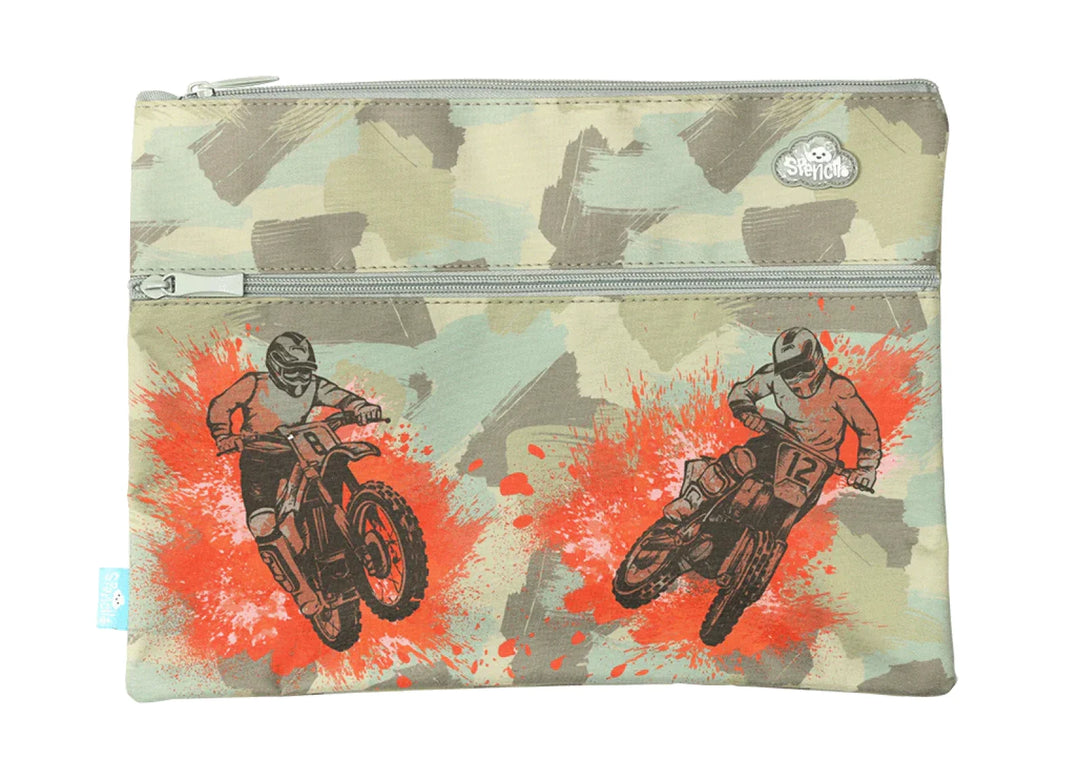 Spencil A4 Twin Zip Pencil Case Camo Biker