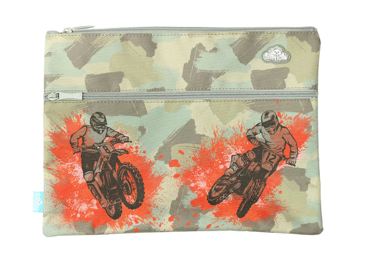 Spencil A4 Twin Zip Pencil Case Camo Biker