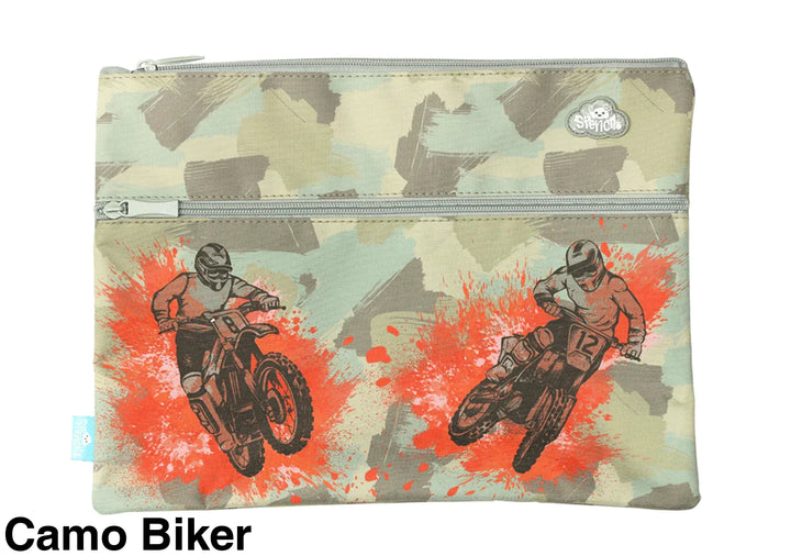 Spencil A4 Twin Zip Pencil Case Camo Biker