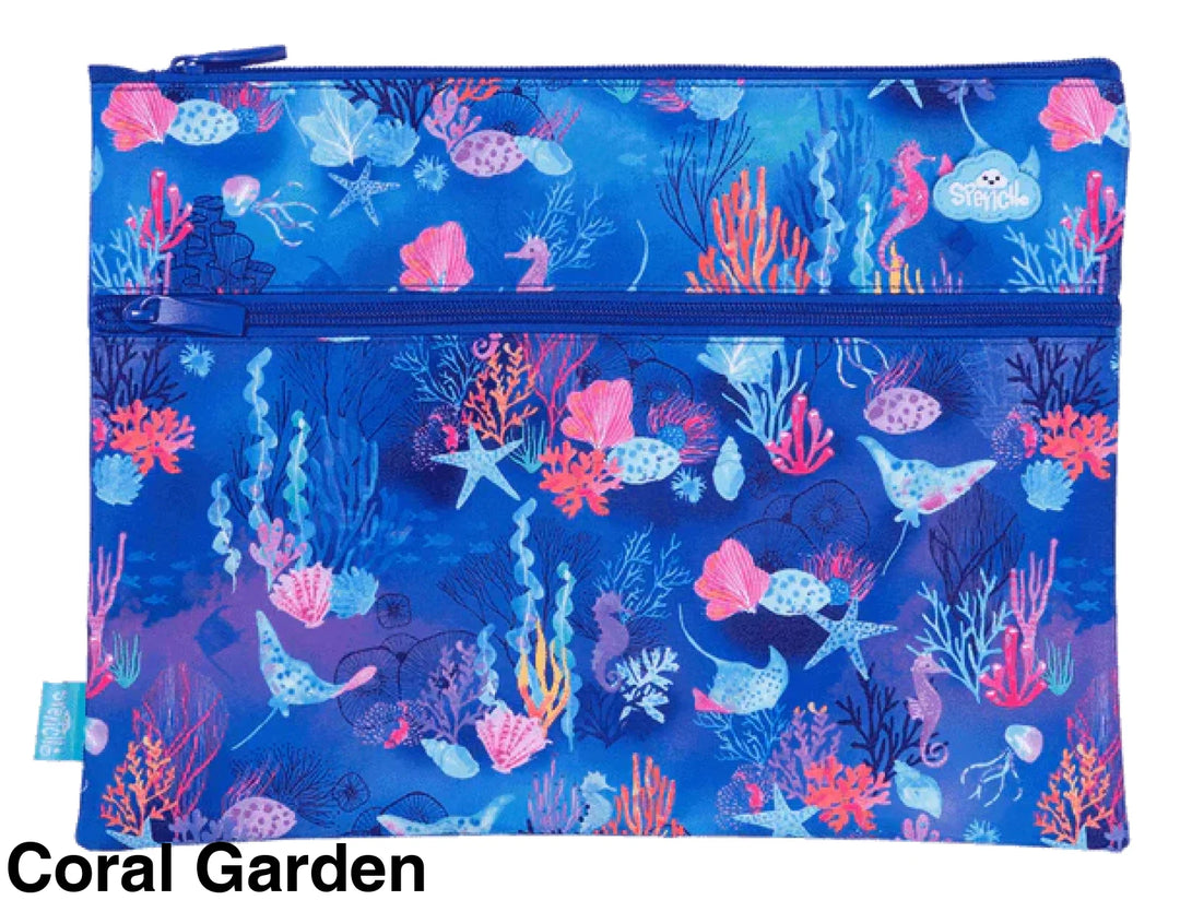 Spencil A4 Twin Zip Pencil Case Coral Garden