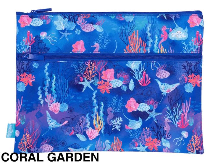 Spencil A4 Twin Zip Pencil Case Coral Garden
