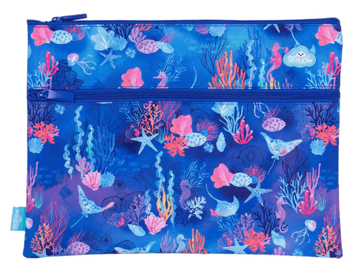 Spencil A4 Twin Zip Pencil Case Coral Garden