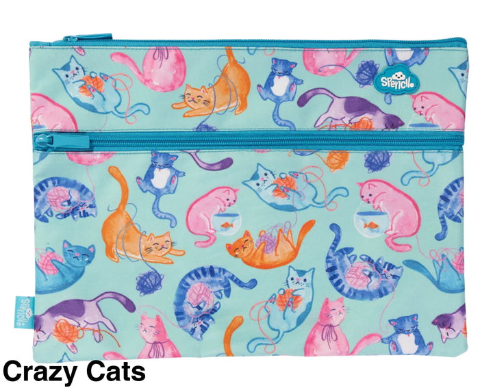 Spencil A4 Twin Zip Pencil Case Crazy Cats