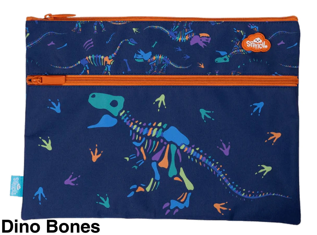 Spencil A4 Twin Zip Pencil Case Dino Bones