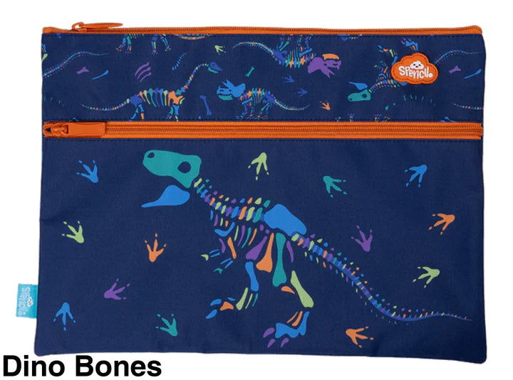 Spencil A4 Twin Zip Pencil Case Dino Bones
