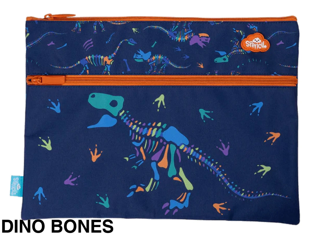 Spencil A4 Twin Zip Pencil Case Dino Bones