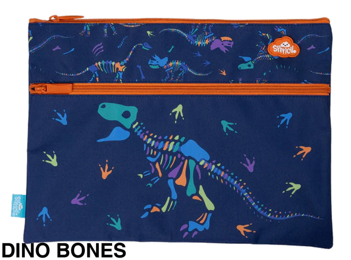 Spencil A4 Twin Zip Pencil Case Dino Bones