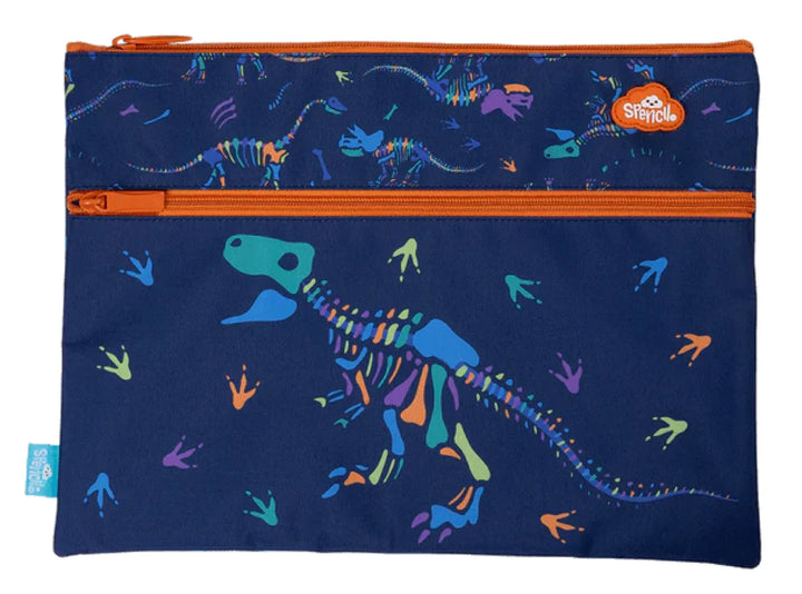 Spencil A4 Twin Zip Pencil Case Dino Bones