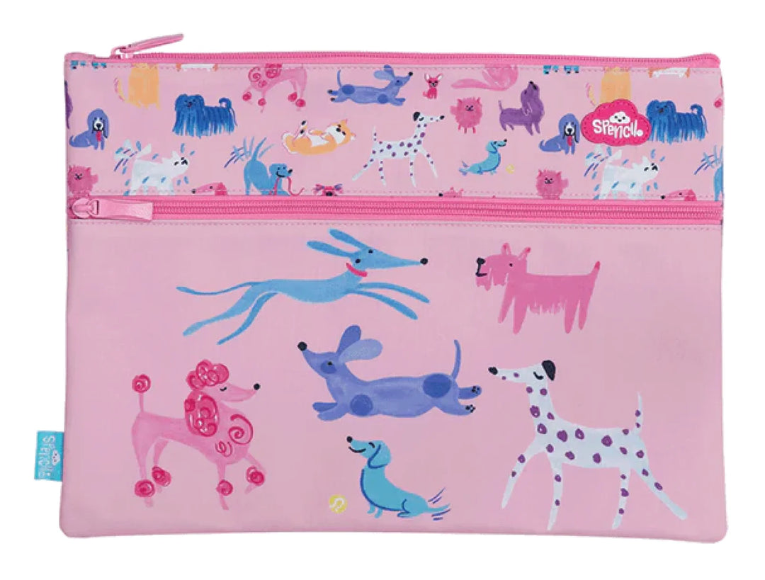 Spencil A4 Twin Zip Pencil Case Doodle Dogs