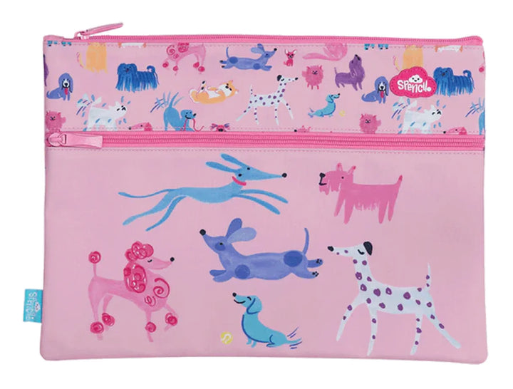 Spencil A4 Twin Zip Pencil Case Doodle Dogs