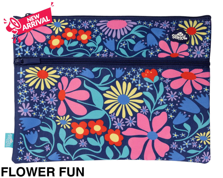 Spencil A4 Twin Zip Pencil Case Flower Fun