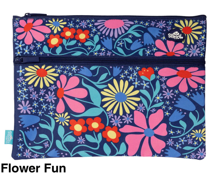 Spencil A4 Twin Zip Pencil Case Flower Fun