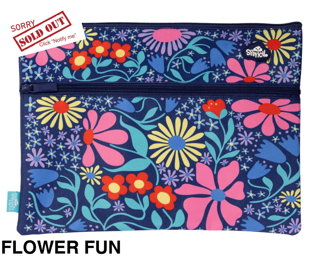 Spencil A4 Twin Zip Pencil Case Flower Fun