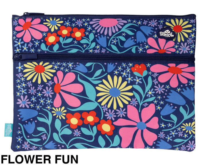 Spencil A4 Twin Zip Pencil Case Flower Fun