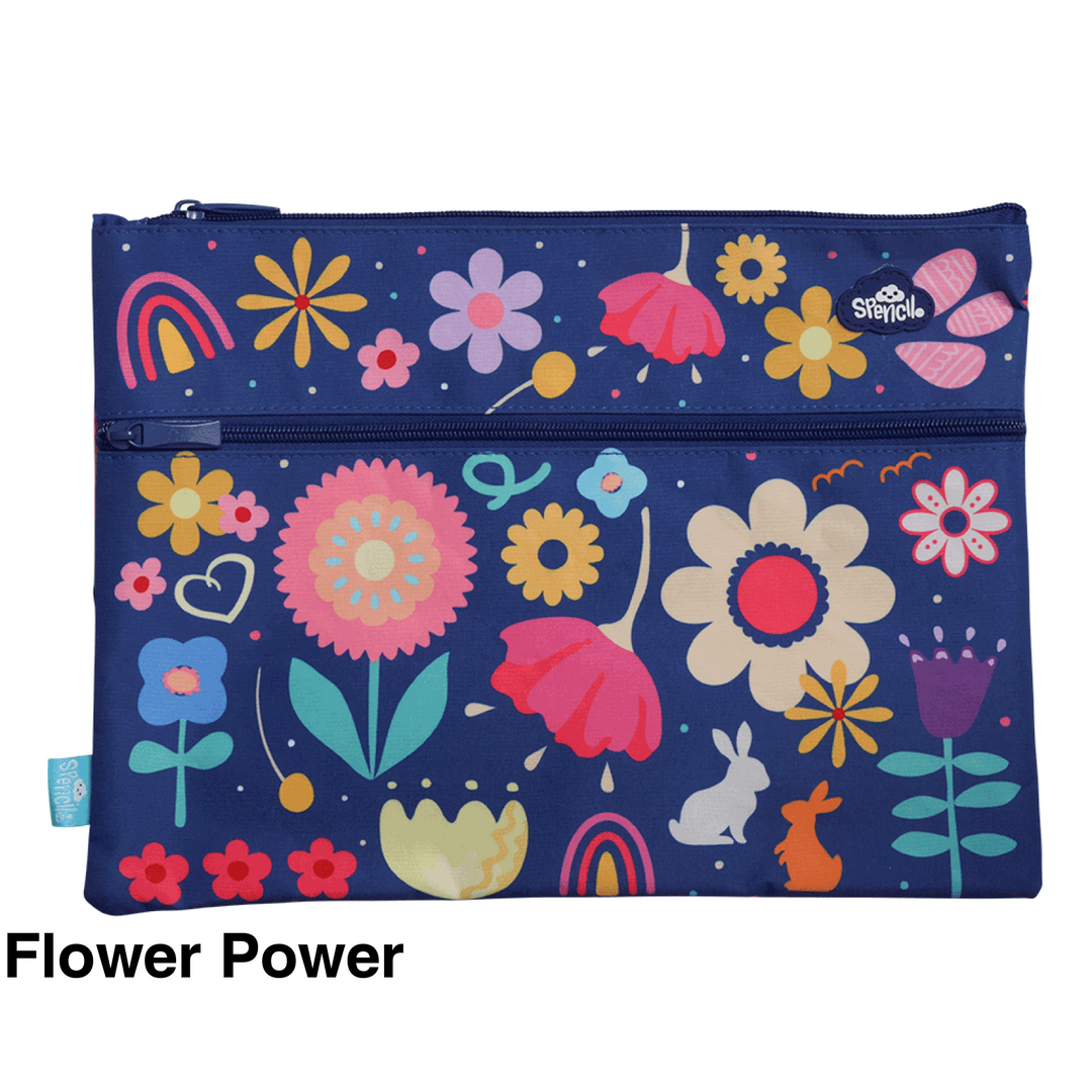 Spencil A4 Twin Zip Pencil Case Flower Power