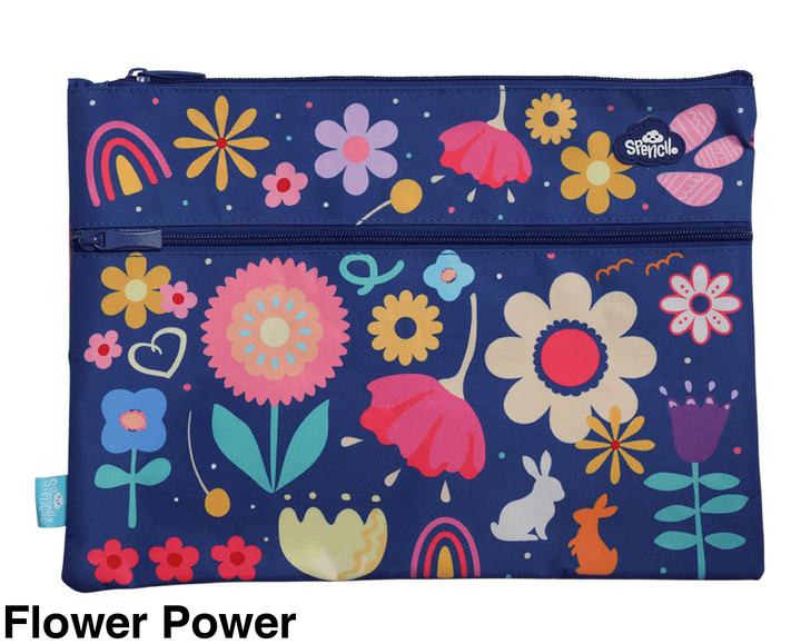 Spencil A4 Twin Zip Pencil Case Flower Power