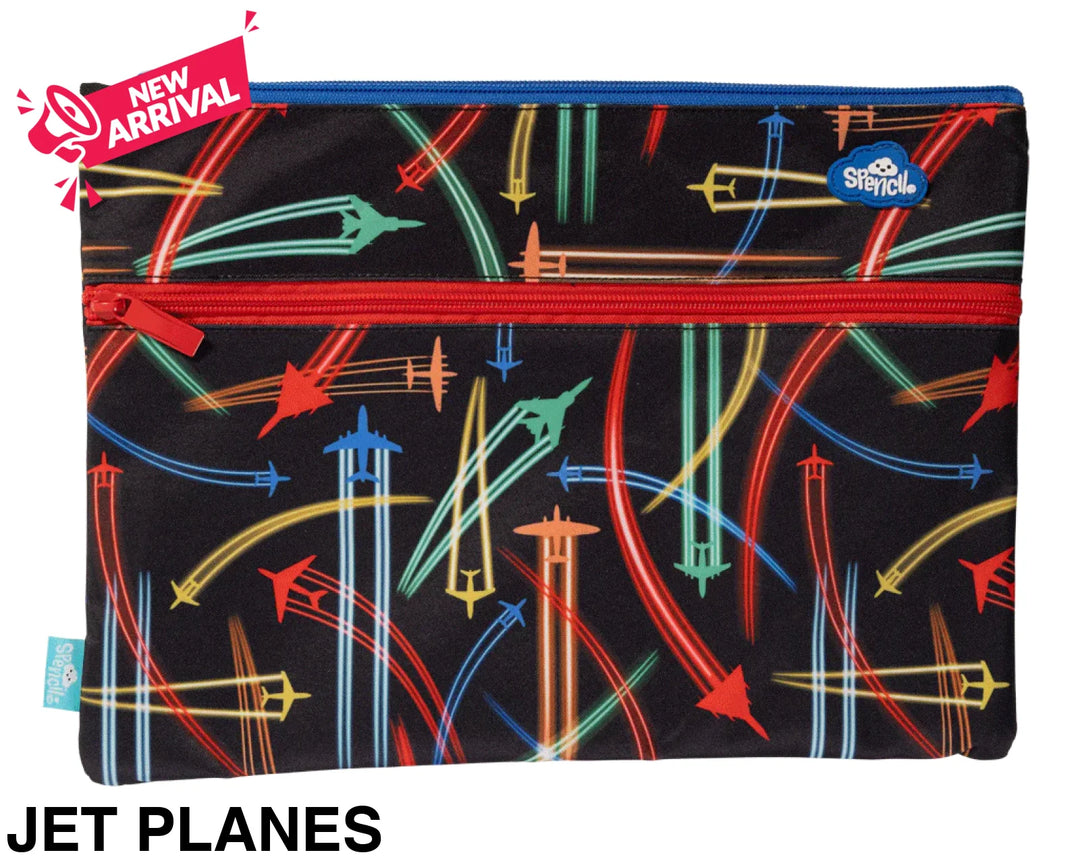 Spencil A4 Twin Zip Pencil Case Jet Planes