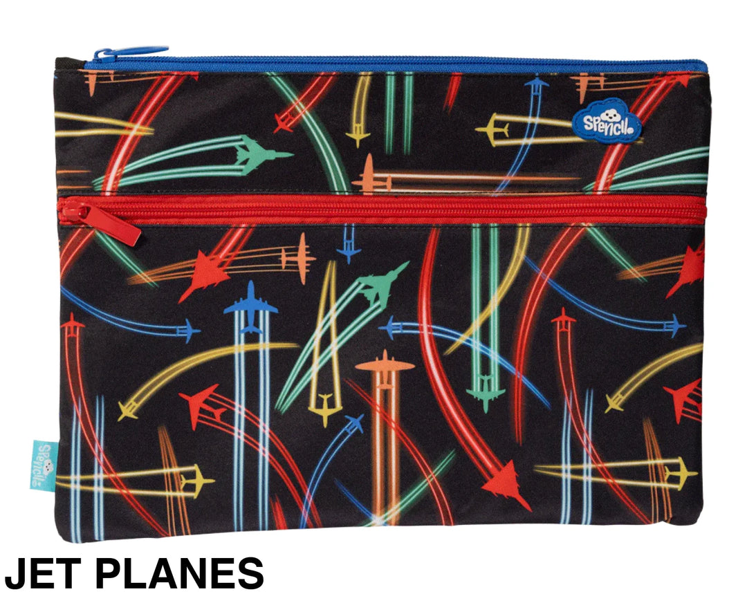 Spencil A4 Twin Zip Pencil Case Jet Planes
