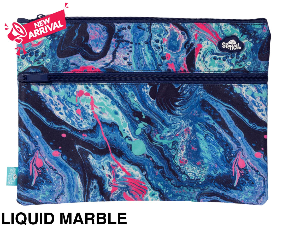 Spencil A4 Twin Zip Pencil Case Liquid Marble
