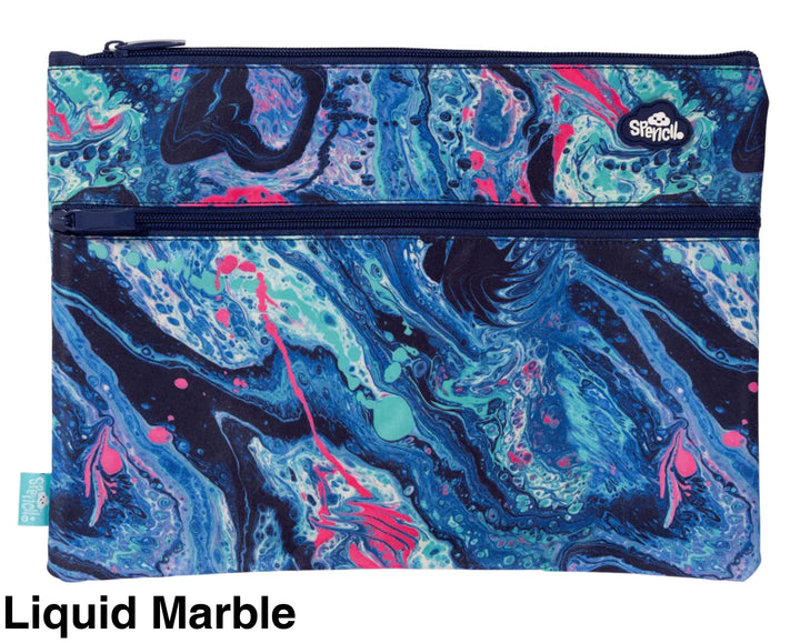 Spencil A4 Twin Zip Pencil Case Liquid Marble